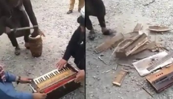 Taliban 'Caiz Değil' Diyerek Müzik Aletlerini Kırdı
