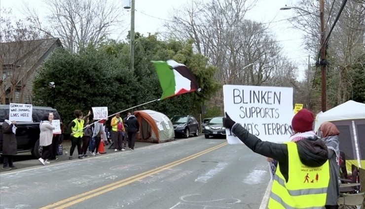Blinken'ın Evi Önünde Gazze Protestosu!