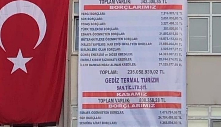 Gediz Belediyesi'nin Borcu Binaya Asıldı!