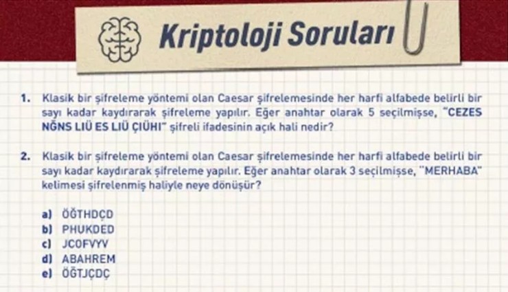 MİT'in Kriptoloji Sorularının Şifreleri Yayınlandı!